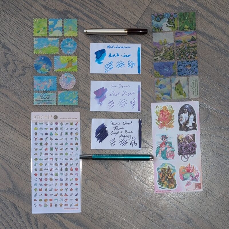 August 2026 inks and stickers and pens