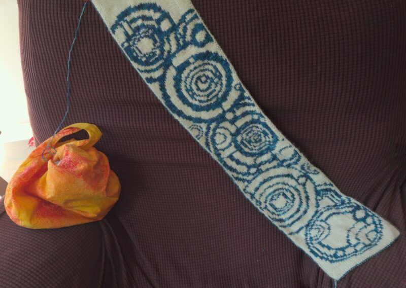 Time of the Doctor double knit scarf, about half-finished.