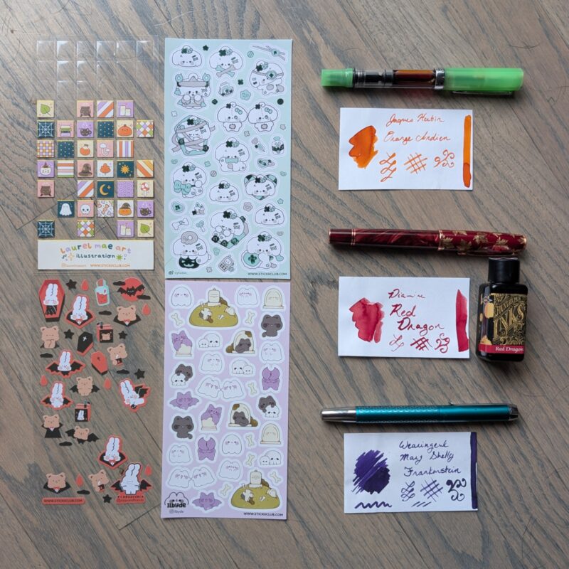 October 2026 stickers and ink (described in detail in the post)